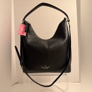 Kate Spade New York Zippy Large Shoulder Bag Black Pebbled Leather NWT